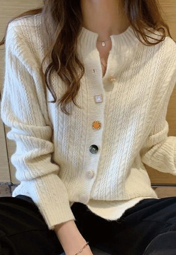 (수입) 싱글 버튼 V넥 스웨터 가디건-2217